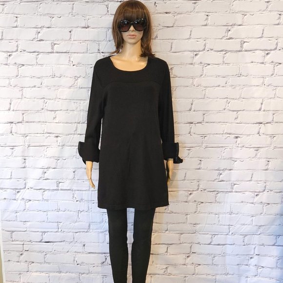 Alfani, Black long sleeve tunic sweater with zipper detail at the cuffs - Picture 4 of 11